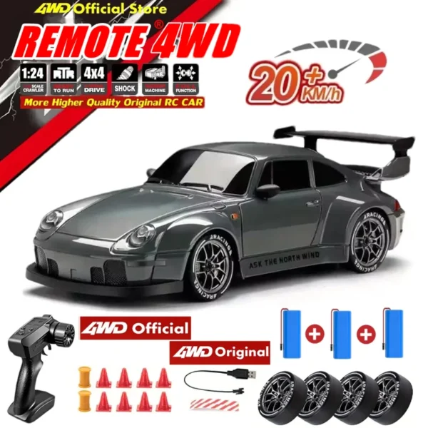 New 4WD Remote Control Drift Car Full Size 1:24 Mini Remote Control Racing Car Model 2.4G Radio High Speed RC Car Boy Toy Gift