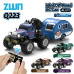 Q222 Q223 1:64 Mini RC Truck with Trailer Monster-Regulating Alloy All Terrain Remote Control Model Cars Toys for Kids Gift