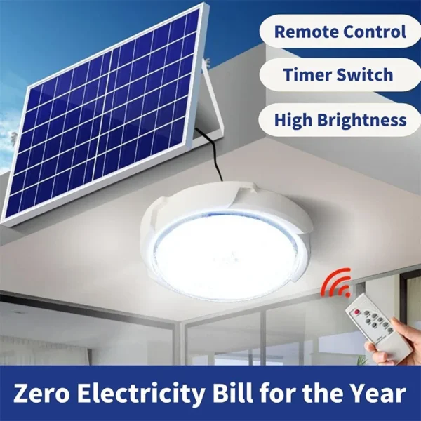 LED Solar Ceiling Light 3 Color Waterproof Solar Lamp With Remote Control Indoor Home Top Ceiling Lights Outdoor Garden Lighting