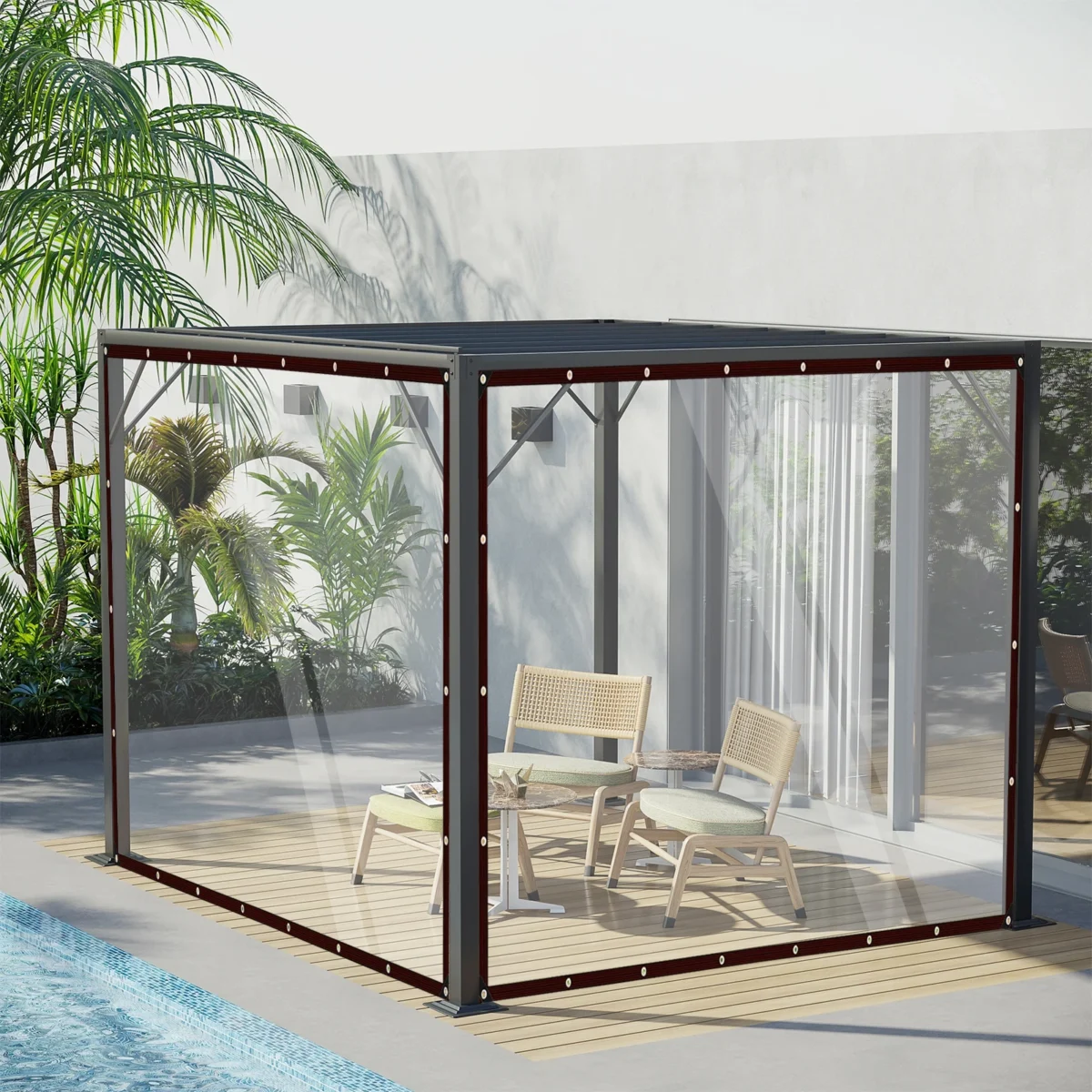 0.12mm Transparent Rainproof PE Film aterproof Shed Balcony Garden Juicy Plant Shed Keep Warm Sunshade Pet House Cover Tarp - Imagine 3