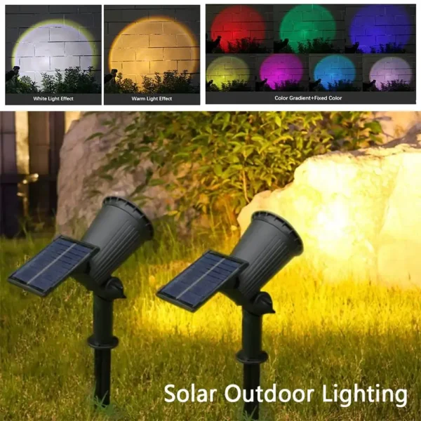 9 Led Solar Spot Lights Outdoor Rgb Solar Landscape Lights Ip65 Waterproof Luminozitate reglabilă pentru grădină curte Palm Trees