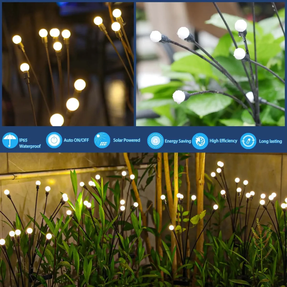 6/8/10 LED Solar Powered Garden Lights Firefly Lights Outdoor Waterproof Vibrant Swaying Lights for Patio Pathway Decoration - Imagine 5