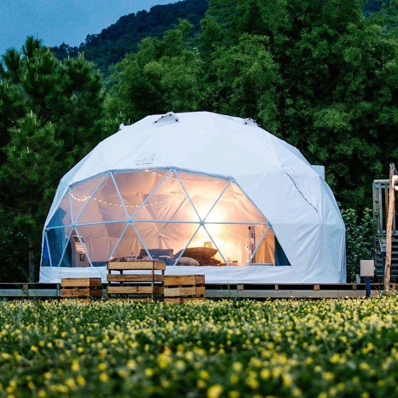 kf-Sfe176fd876de4561a648df7a48487f66h Geodesic Dome Manor greenhouse Tent Leisure Resort Vacation Outdoor Glamping Round Tent Transparent Starry Sky Luxury Hotel Dome - Imagine 1