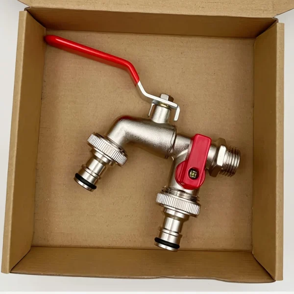 1Pc dual socket garden water pipe faucet, universal threaded multi-component outdoor faucet, compatible with sprinklers and wate