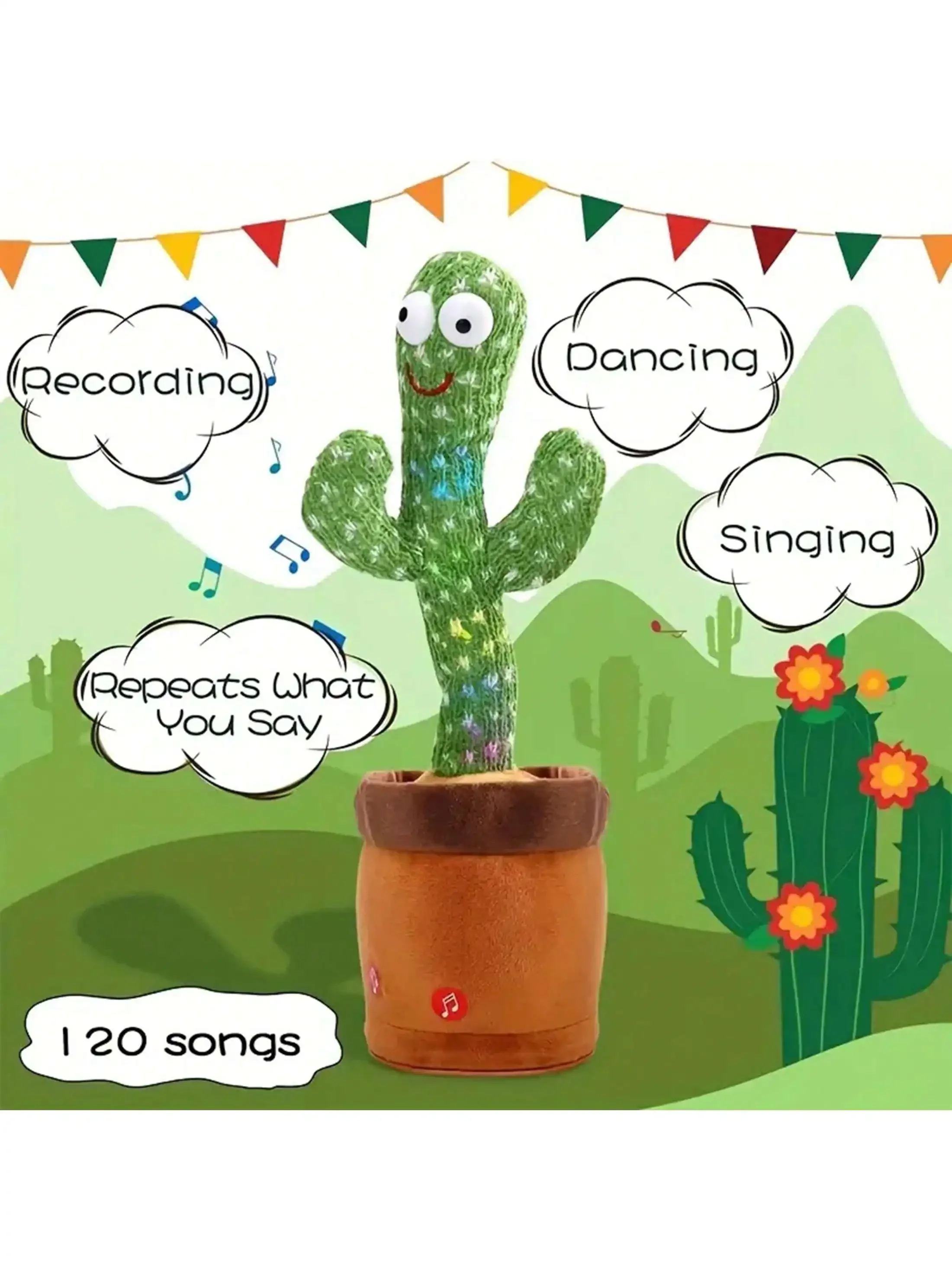 kf-S036fd0d536ec4ae3b57267f4fe79f732n 1pc-Dancing Talking Cactus Toys For Baby Boys And Girls, Singing Mimicking Recording Repeating What You Say Sunny Cactus Up Plus - Imagine 1