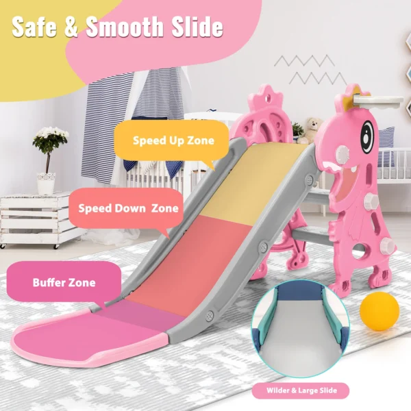 Kids Slide Multifunctional Indoor Slide Safety Non Slip Stairs Folding Dinosaur Shape for 1 To 8 Years Old Boys Girls for Home