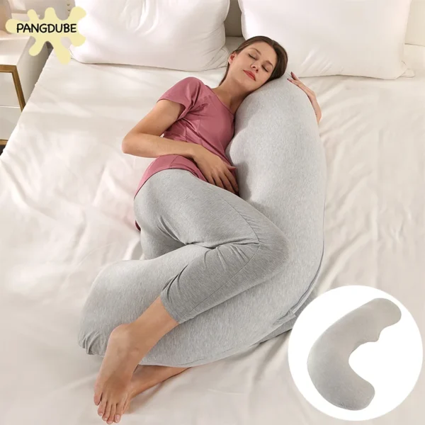 PANGDUBE 1.8KG Cotton J-shaped Pillow for Pregnant Women Sleeping Pillow Care for Pregnancy Breastfeeding Pillow for Pregnant