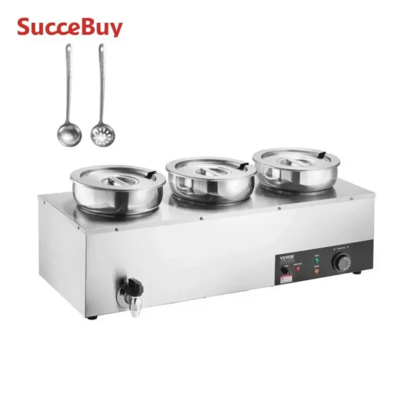 SucceBuy 3 4 5 7.4QT Electric Soup Warmer Large Size Commercial Stainless Steel Round Pot Adjustable Temp for Restaurant Buffet