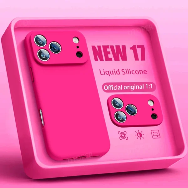 New 17 Series Official Silicone Soft Case for iPhone 17 Air 16 15 14 13 12 11 Pro Max Plus Solid Color Protect Shockproof Cover