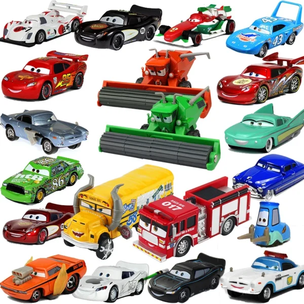 Disney Pixar Cars 2 3 Lightning Mcqueen The King Frank Race Div Fritter Miss Alloy Model Car 1:55 Vehicles Boy Toy For Children