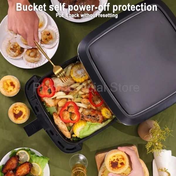 1400W Large Capacity 6L Air Fryer Household Smart Touch Screen Oil Free Low Calorie Easy Clean 360 Hot Air Circulation Non Stick