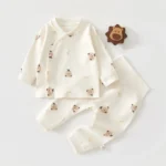 Newborn Baby Base Shirt+pants 2-piece Set Autumn and Winter Cosoon Pure Cotton Top+pants 0-18M Newborn Baby Pajamas