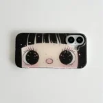 Big Eye Comic Girl Lovely Phone Case for iPhone 17 16e 16 15 14 13 12 11 Pro Max X Xs XR XSMax 8 7 6 6s Air Plus Feather Texture