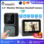 Podofo Wireless Video Doorbell with Screen 4.3'' IPS HD Smart Intercom 2.4G No WIFI Visible Doorbell Two-Way Talk Night Vision