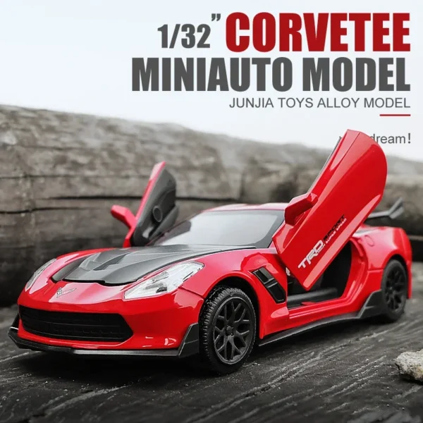 1:32 Corvette Supercar Model Car Metal Diecast Alloy Car Simulation Pull Back Vehicles Cars Fashion Ornament Collection Gift