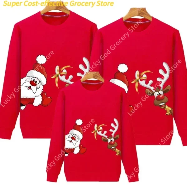 Women Men Baby Kid Winter Sweaters Christmas Family Matching Outfits Xmas T Shirt Deer Sweatshirt Father Mom Daughter Son Tops