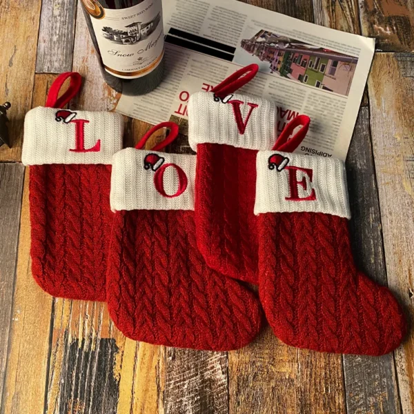 Christmas Alphabet Knitting Sock Christmas Tree Ornament Christmas Decoration For Home 2025 Noel New Year 2026 Xmas Gift