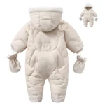 Korean Style Baby Boy Winter Jumpsuit Cosoon Bear Plus Velvet Infant Boy Coat Toddler Girl Snowsuit Baby Winter Romper Outfit
