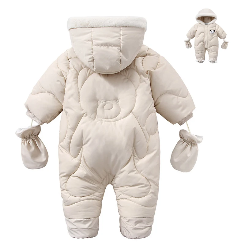 kf-S5d2d90112bd740e68a74e256d913c25aV Korean Style Baby Boy Winter Jumpsuit Cosoon Bear Plus Velvet Infant Boy Coat Toddler Girl Snowsuit Baby Winter Romper Outfit - Imagine 1