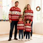 Christmas Family Matching Outfits Boys Girls Adult Cosoon Sweaters Mom Son Thermal Knitwear Autumn Dad Daughter Pullover