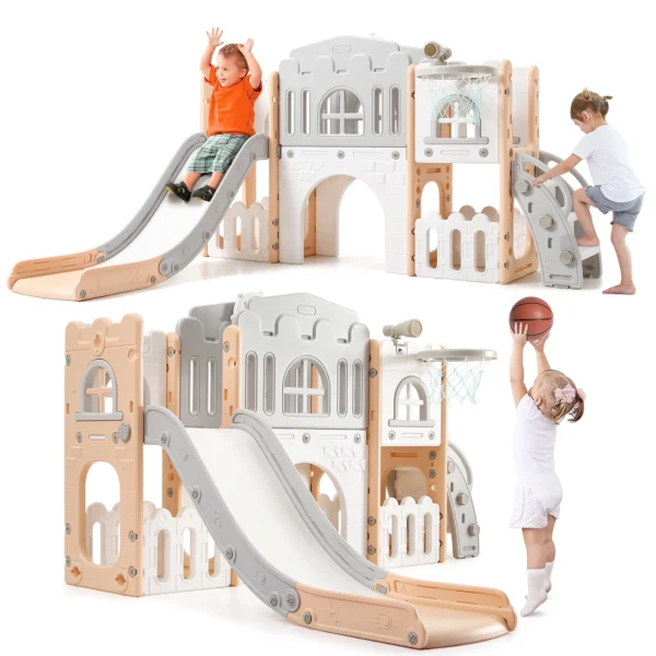 Children's Slide Outdoor Indoor Domestic Baby Sports 8 in 1 Slide Playset Family Multifunction Amusement Park Toys