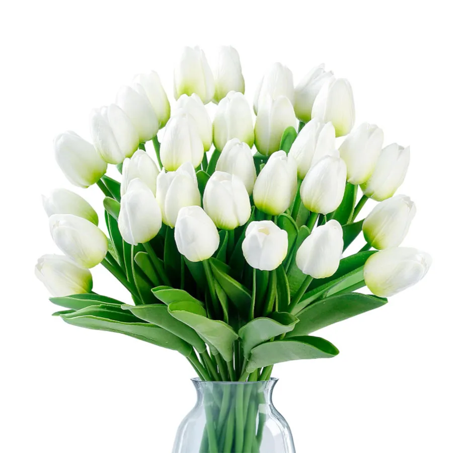 kf-S63839ec408a544308e0db02c1750ac7cq 1/5/10/15PCS Tulips Artificial Flowers Real Touch Flowers Tulip Bouquet Decor Fake Tulips Flower for Home Wedding Decorations - Imagine 1