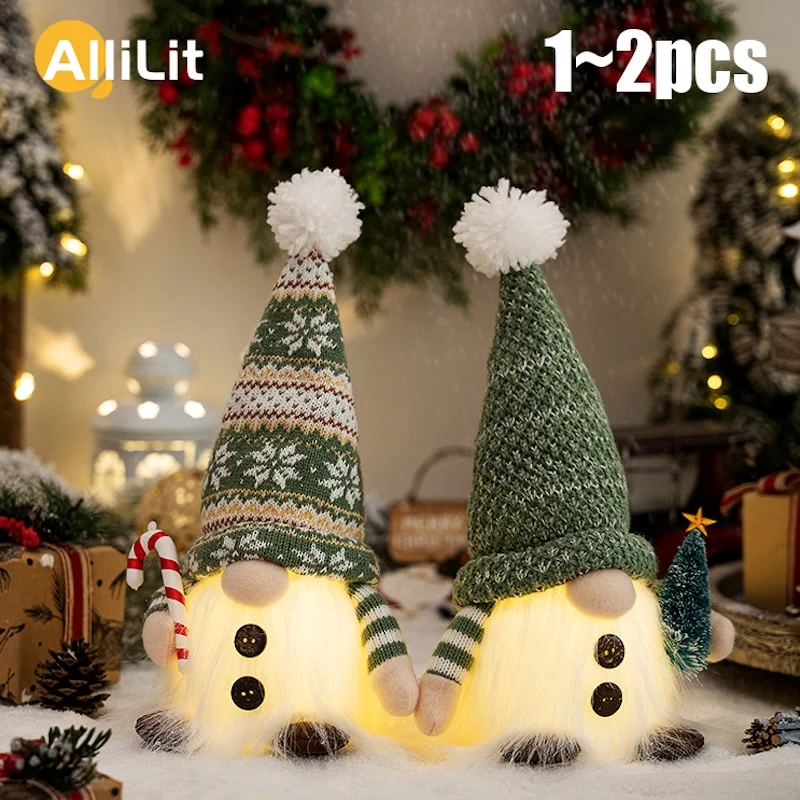kf-S701c1f8c318a44c2aa2f148868aa0f06d Glowing Knitted Gnome Doll with Led Night Light Christmas Decorations 2025 Home Xmas Tree Decor Navidad New Year 2026 Gift - Imagine 1