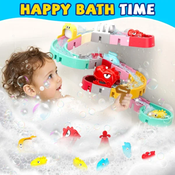 Bath Toys DIY Building Water Slide Tracks Dinosaur Bathtub Wall Toys For Kids Fun Baby Bathtime Bath Tub Shower