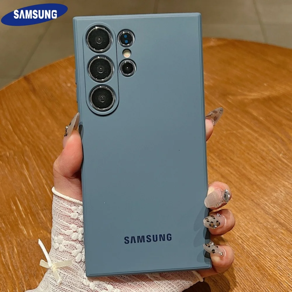 kf-S93c2010334904e2f96a1ad92097c77ed3 Official Liquid Silicone Shockproof Soft Case Samsung Galaxy S25 S24 S23 S22 S21 Ultra Plus S23 FE Solid Color Protection Cover - Imagine 1