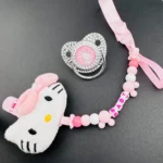 Bling Bling animated character pacifiers and weaning pacifiers baby nipples and personalized gemstone chain clips newborn baby