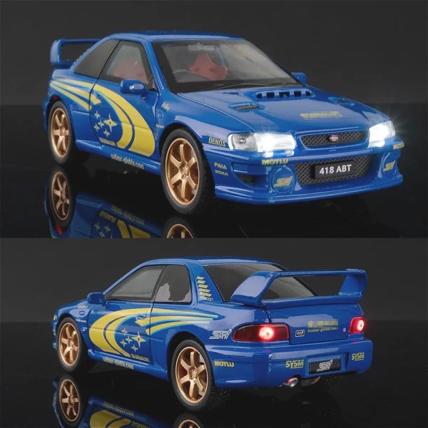 1:32 Scale Subaru Impreza STI Alloy Car Toy Model Doors Opened Shock Absorption Vehicle Models Sound Light Gifts for Children