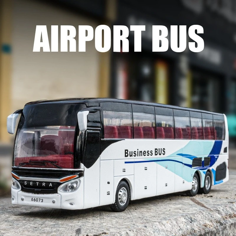 kf-Sa0a54cb5702d4f05916185eb1cbb40abC 1/32 Scale Diecast Alloy SETRA Luxury Bus Model Children's Toy Car Business Travel Bus Pull Back Sound and Light Miniature - Imagine 1