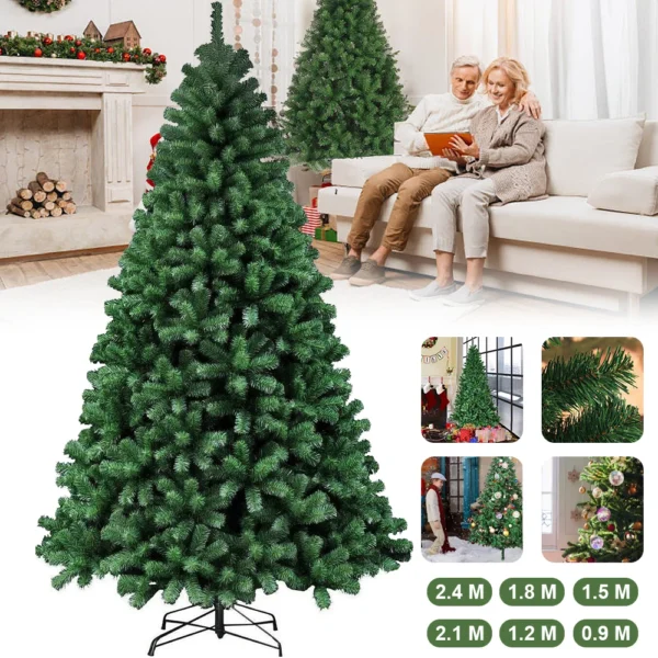 PVC Large Christmas Tree 90/120/150/180/210/240cm Xmas Tree Artificial Green Tree Christmas Decoration Party Scene Outdoor Decor