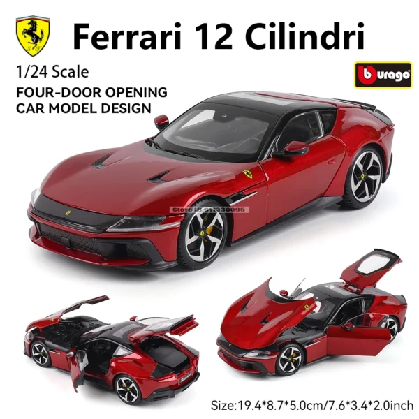 Bburago 1:24 Ferrari 12 Cilindri Car Model Die-casting Metal Model Children Toy Boyfriend Gift Simulated Alloy