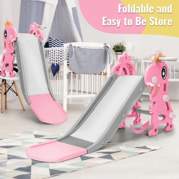 Kids Slide Multifunctional Indoor Slide Safety Non Slip Stairs Folding Dinosaur Shape for 1 To 8 Years Old Boys Girls for Home