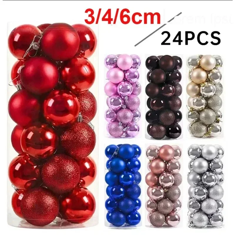 kf-Sd8b204bacd914912b260720e5e260a9cJ 24Pcs 3/4/6CM Christmas Balls Big Ball Christmas Tree Pendant Ornaments for Party Decor 2025 New Year Navidad Gifts Accessory - Imagine 1