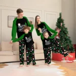 New 2025 Santa Print Mother Daughter Father Son Matching Family Outfits Christmas Green Pajamas Set Soft Xmas baby +dog jumpsuit