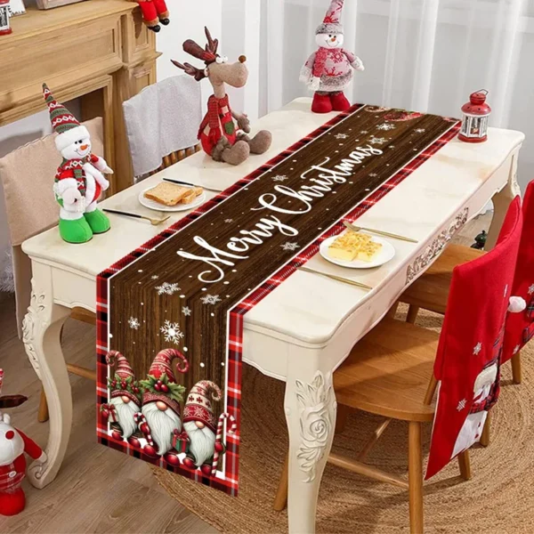 Christmas Gnome Table Runner Christmas Decorations for Home 2025 Cristmas Table Cover Navidad Noel Gift New Year 2026 Tablecloth