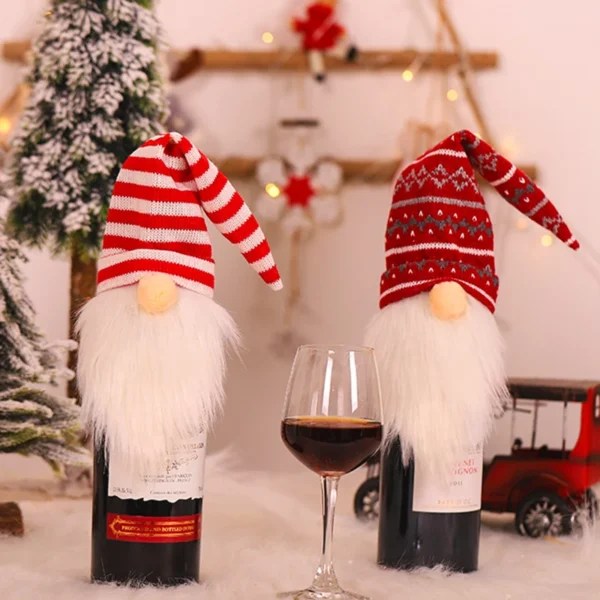 Santa Claus Christmas Wine Bottle Caps Christmas Gift Bags Holder Dust New Year 2025 Xmas Gift Christmas Decoration for Home