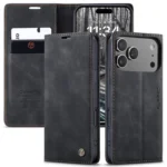 Leather Flip Wallet Case for iPhone 17/17 Pro/17 Pro Max/Air, Magnetic Folio Cover with Card Holder, Shockproof TPU Kickstand