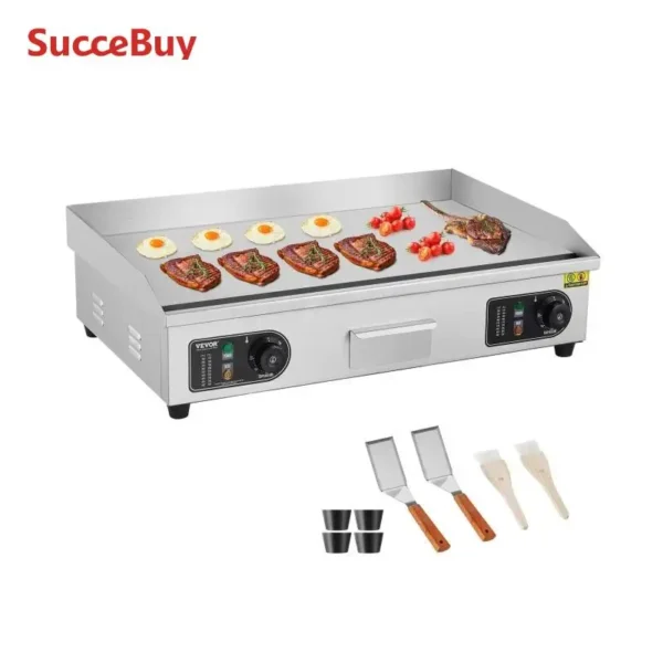 SucceBuy 26/30inch Commercial Electric Griddle 4400W Countertop Flat Top Grill BBQ Plate Grill 122℉-572 ℉for Home Restaurant